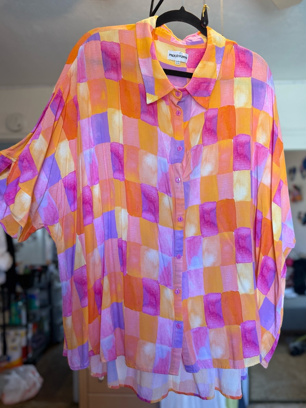 Proud Poppy Short Sleeve Button-Up